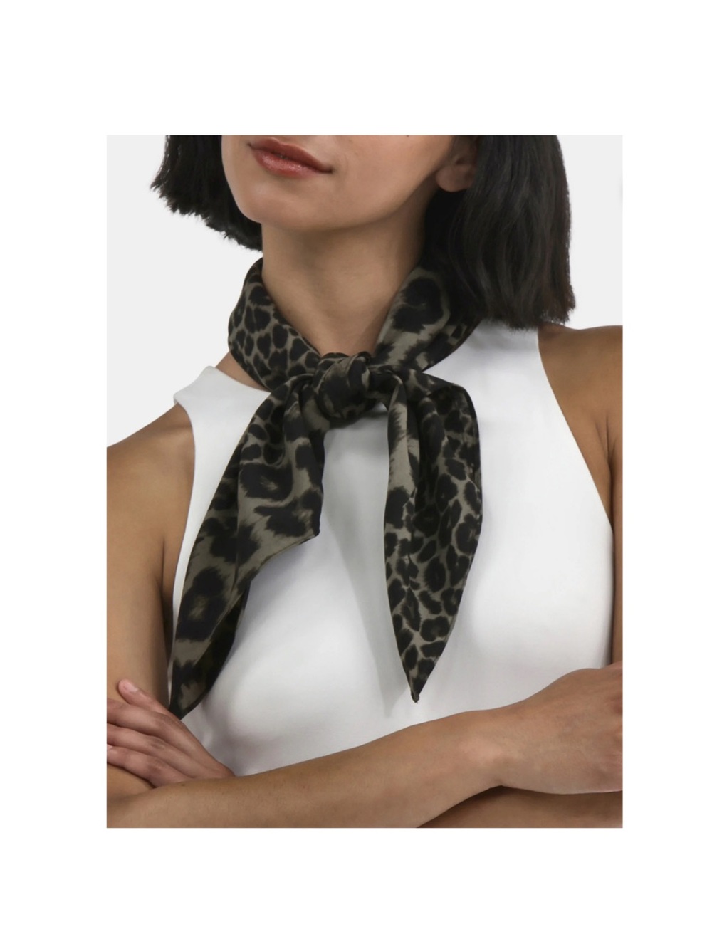 Time and Tru Olive and Black Leopard Print Scarf - Picture 8 of 8